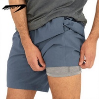 Shorts de sport à logo personnalisé avec doublure intégrée, séchage rapide, compression, double couche, entraînement, 2 en 1, pour hommes