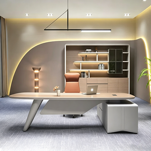 Scrivania Direzionale di Lusso Moderna per Ufficio CEO, Tavolo per Manager con Mobile Laterale, Scrivania per Computer da Casa/Ufficio - Product Image 1