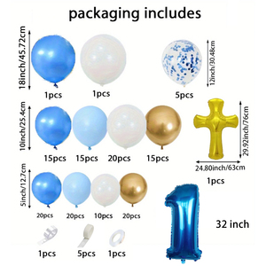 Bleu blanc or ballons anniversaire bébé garçon pleine lune dieu bénisse fête décoration ballon <span class=keywords><strong>ensemble</strong></span> pour bébé douche baptême fête - Product Image 3
