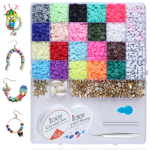 2024, superventas, cuentas de arcilla polimérica redondas planas multicolores de 6mm para hacer pulseras con cuentas de arcilla de cerámica y porcelana - Product Image 2