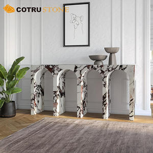 <span class=keywords><strong>Table</strong></span> <span class=keywords><strong>console</strong></span> en marbre Calacatta Viola de luxe, <span class=keywords><strong>table</strong></span> d'entrée en arc pour la maison, décoration de meubles en pierre - Product Image 1