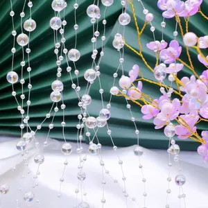 Wholesale Plastic Curtains Beads Strings Pearl Chain Rolls For DIY Wedding Bride Headdress Accessory