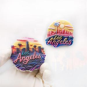 Autocollant de réfrigérateur américain en résine <span class=keywords><strong>Coucher</strong></span> de soleil à Los Angeles Style rétro 3D Décoration de chambre Cadeau Souvenir Aimant de réfrigérateur en résine - Product Image 4