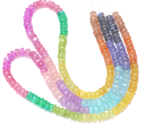 Compra cuentas de Rondelle suaves de piedra lunar arcoíris llamativas naturales con cuentas de Rondelle multicolor de 5 a 8mm para joyería artesanal - Product Image 4