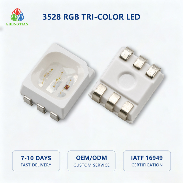 OEM Available Shengtian 3528 RGB LED SMD 3.5x2.8x1.8mm 5V 20mA Full Color 0.06-0.2W 2-Year Warranty for Backlight and Indicator