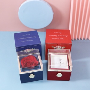 Creative Rotating Valentine's Day Elegant Rose Flower Jewelry Box for <b>Ring</b> and Necklace Packaging Stock Available - Product Image 4