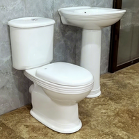 Ensemble WC et lavabo sur pied pour salle de bain, design rond, deux pièces