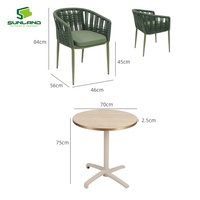 Chaise de salle à manger d'extérieur moderne, structure en aluminium, tressage en corde avec coussin de siège, idéale pour l'ameublement de cafés et restaurants professionnels