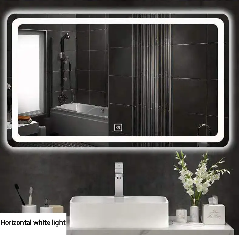 Vente en gros Décoration de luxe miroir intelligent de réception d'hôtel multifonctionnel avec éclairage LED du miroir de salle de bain Sans cadre