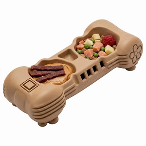 ของเล่นเคี้ยวรูปกระดูกแบบอินเทอร์แอคทีฟสำหรับสุนัข พร้อมช่องใส่เนยถั่ว ลายดอกไม้ วัสดุ PP สำหรับใช้ภายในบ้าน - Product Image 1