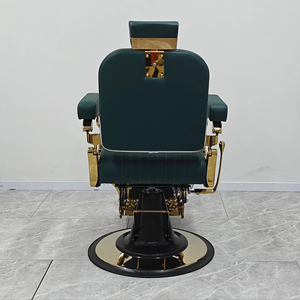 Sillón de Barbería de Lujo Reclinable, Muebles para Salón de Belleza, Marco de Aluminio Dorado, Ajustable Hidráulicamente, Giratorio 360 Grados - Product Image 4