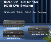 Commutateur KVM HDMI 4K 60Hz USB 3.0 à 2 ports pour double moniteur et affichage étendu, répartiteur HDMI matriciel