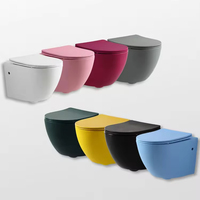 YF 2026 Ensemble WC suspendu moderne sans bride, avec réservoir encastré, siège à fermeture douce, 360° °   WC à économie d'eau avec chasse d'eau