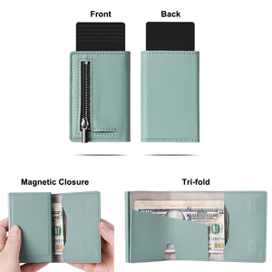 Casekey CA03 Trifold <b>for</b> Smart <b>Wallet</b> Genuine Leather <b>RFID</b> Blocking Magnetic Cardholder with Napa Pattern <b>for</b> 5-7 Cards <b>Men</b> - Product Image 3