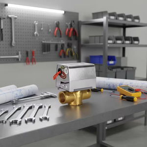 Vanne à boisseau sphérique motorisée à 2 voies en laiton, vanne de zone AC220V/AC24V avec levier de commande manuel - Product Image 2