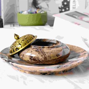 Quemador de Incienso de Estilo Religioso Vintage con Placa Redonda de Cristal Natural Único de Jasper para Sanación, Venta al por Mayor - Product Image 2