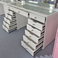 Table de toilette moderne italienne en gros, coiffeuses en verre trempé, mobilier de chambre de luxe léger, prix usine compétitif