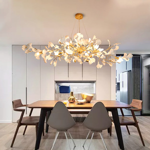 Lampadario <span class=keywords><strong>Moderno</strong></span> in Rame e Ceramica a Forma di Ginkgo 100cm Lampada a Sospensione di Lusso per Villa Soggiorno <span class=keywords><strong>Sala</strong></span> <span class=keywords><strong>da</strong></span> <span class=keywords><strong>Pranzo</strong></span> Decorazione Casa - Product Image 4