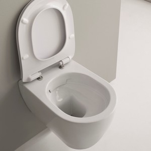 Scarabeo Moon moderno a parete WC serbatoio nascosto a doppio scarico quadrato in ceramica con struttura in un unico pezzo per uso bagno - Product Image 2