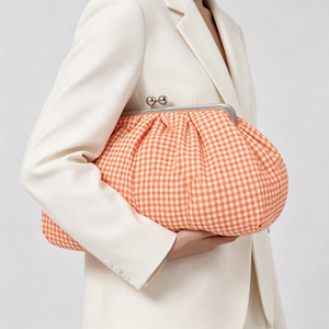 Bolso de Mano Tipo Clutch con Pliegues y Cierre de Broche, Diseño <span class=keywords><strong>Vichy</strong></span>, Gran Capacidad, para Llevar Bajo el Brazo o al Hombro, Correa Desmontable, OEM, ODM, Venta al Por Mayor - Product Image 3