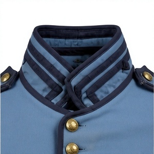 Chaqueta de lana acolchada azul claro para hombre, con cuello alto, abotonada, estilo uniforme histórico, para invierno. - Product Image 4