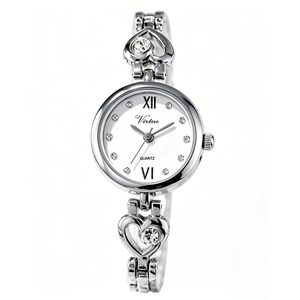 Reloj de Lujo para Mujer 2026 Virtue Diamond Silver Heart con Correa Hueca y Movimiento de Cuarzo, Personalización al por Mayor - Product Image 1
