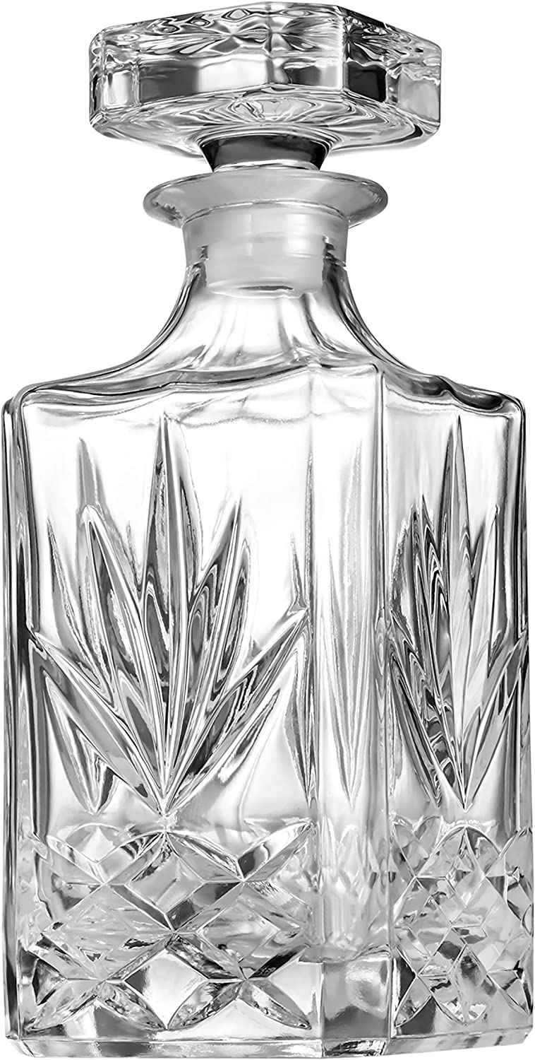 Whiskey Decanter with Glass Stopper Lead-Free Glass 25.3 oz/ 750ml Decanter