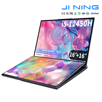 Ordinateur portable professionnel double écran 16+16 pouces pour étudiant, Intel Core i5-12450H, 16 Go DDR4, 512 Go SSD, IPS, châssis métallique, Windows 11 Pro, Wi-Fi, prise UK, version anglaise