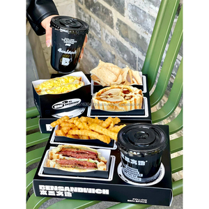 กล่องใส่แซนด์วิชแบบใหม่ทันสมัยพร้อมช่องแบ่งอาหาร ถาดใส่แก้วแบบคอมโบพร้อมหูหิ้วสำหรับอาหารจานเล็กและเครื่องดื่มแบบนำกลับบ้าน - Product Image 3