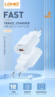 Estrade — chargeur de téléphone portable 18W LDNIO A303Q, avec adaptateur USB QC3.0 EU/UK/US, adaptateur de voyage