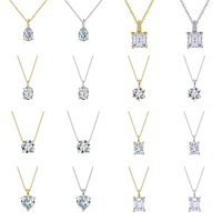 Collier pendentif classique en moissanite ronde de 6,5 mm en argent sterling S925 pour femmes