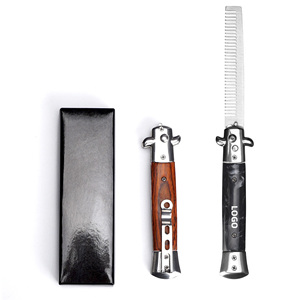 Peine plegable de bolsillo para hombre completamente automático de salón, peine plegable de acero inoxidable para saltar, cepillo para peine de pelo para bigote de barba - Product Image 1