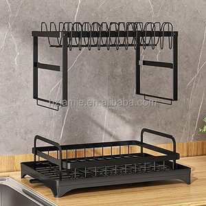 Égouttoir à <span class=keywords><strong>vaisselle</strong></span> sur évier avec égouttoir pliable pour comptoir de cuisine, porte-couverts, supports et étagères de rangement - Product Image 6
