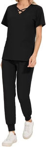 V-Neck Top Women Split Suit Pure <b>Colour</b> Quick Drying Medical Nursing Uniforms with Four Pockets - Product Image 3
