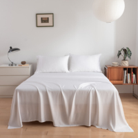 Ensemble de draps et de taies d'oreiller en viscose de bambou 100%, léger, doux, poches profondes, sensation soyeuse et fraîche, draps plats pour lit