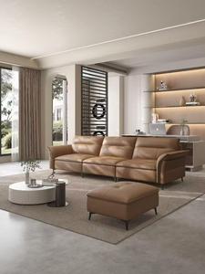 Modern Genuine Leather <b>Sofa</b> Three Seat Upholstered Tight Back Rolled Arms Living Room Furniture - Product Image 2