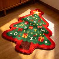 Tapis touffeté en forme de sapin de Noël, flocon de neige, absorbant, antidérapant, lavable en machine, moelleux, pour chambre à coucher, décoration de Noël, tapis de sol