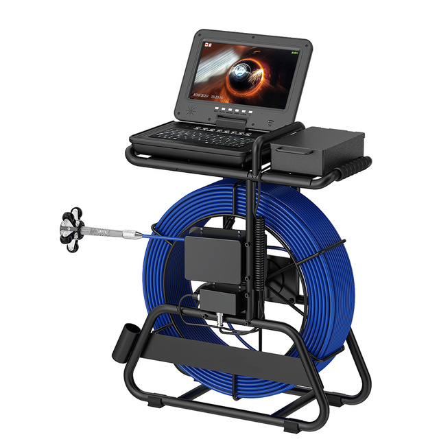 50M Sewer Pipe Inspection Camera 10 Inch IPS 1080P Screen and Meter Counter+Self-Leveling+Diameter 7mm Thick Cable