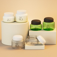 Pots en plastique PET de 100/150 ml pour soins de la peau, beurre corporel, lotion, crème pour les yeux et usage cosmétique, avec couvercle à vis et couleur personnalisée