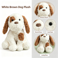 Boneka Anjing Plushie Custom, Lembut, Berbulu Keriting, Berbintik, untuk Hadiah dan Dekorasi Rumah