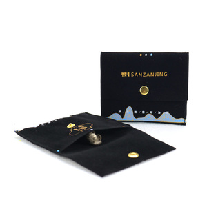 Black Velvet <b>Envelope</b> Bag Jewelry Bag Pouch With Button Custom logo Small Velvet Flap Pouch for Jewelry - Product Image 3