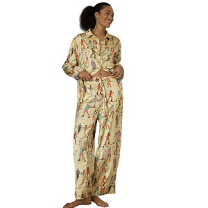 Pigiama di Lusso da <span class=keywords><strong>Donna</strong></span> Set in <span class=keywords><strong>Cotone</strong></span> Stampato Personalizzato Abbigliamento da Casa Firmato - Product Image 3