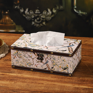 Boîte à mouchoirs en bois rétro Mystic Arts, rectangulaire, avec motif floral, pour le salon, la décoration de bureau, le rangement - Product Image 2