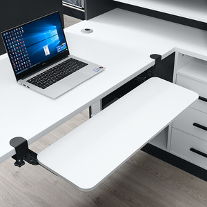 Under <b>Desk</b> Keyboard Tray Rectangle Metal Legs <b>Foldable</b> Storage Rack For Office Desktop Use - Product Image 2