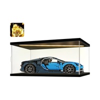 Vitrine de présentation en acrylique transparente pour figurines, voitures miniatures, objets de collection et modèles muraux, avec éclairage LED et support