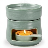 Brûleur de cire fondue et d'huiles essentielles en céramique, diffuseur d'arômes, porte-bougie chauffe-plat pour aromathérapie, décoration de chambre à coucher, vert