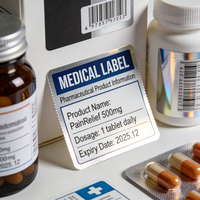 Étiquettes autocollantes personnalisées professionnelles, durables, résistantes à l'huile et à l'eau, imprimées sur mesure pour flacons de médicaments en acrylique.