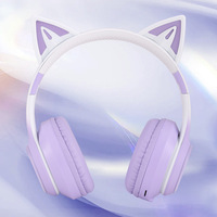 [Model Baru] Headphone MZ-618 Warna Gradasi Telinga Kucing Pencahayaan RGB Kontrol Suara Peredam Kebisingan Aktif