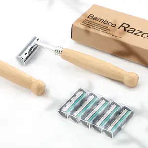 Replaceable Blade Double Edge Razor Blades Face Razor Eco-friendly Triple Blade Natural Bamboo Razor