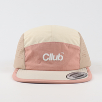 Venta al por mayor de logotipo de impresión personalizada sin estructurar 5 paneles agujeros cortados a láser sombrero para correr Unisex al aire libre sombrero de campamento de secado rápido de nylon gorra de campamento